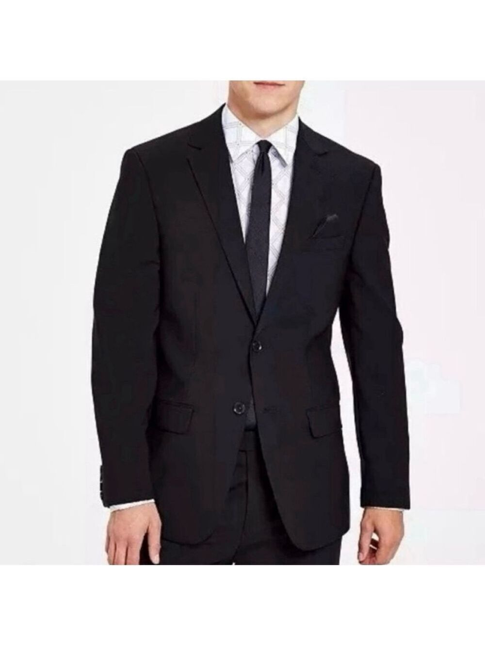 Bar III Men’s Black Wool Slim Fit 2 Piece Suit Pants Jacket - 44 Reg